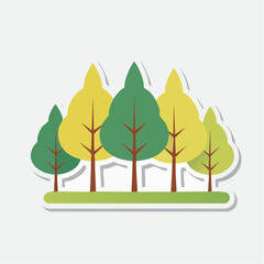 Fototapeta premium Stylized Forest Scene with Green and Yellow Trees