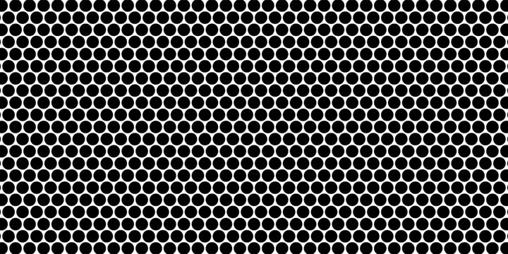 Black and White Seamless Perforated Metal Mesh Background with Circular Hole Pattern