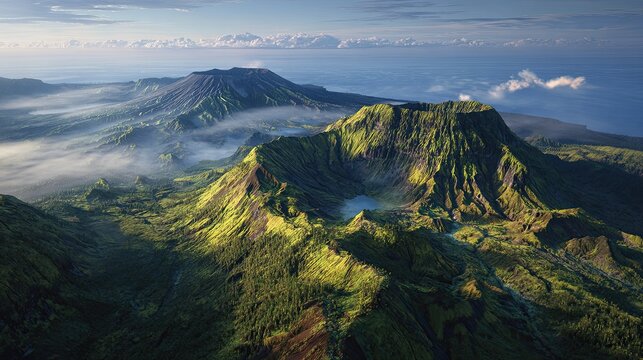 Fires of the Deep Pacific volcanic islands - Isolated shield volcano and Colorful fish clusters Nature