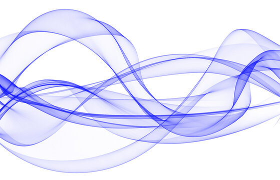 Ondas abstractas y fluidas de color azul real sobre fondo transparente.