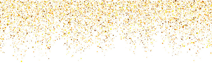 A shimmering golden glitter shower, a starfall on a transparent bg. Sparkling shimmer of luxurious metallic sequins with glittery particles. Elegant metallic shimmer texture. © Kusandra