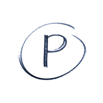the P symbol of ownership of sound works drawn with black marker