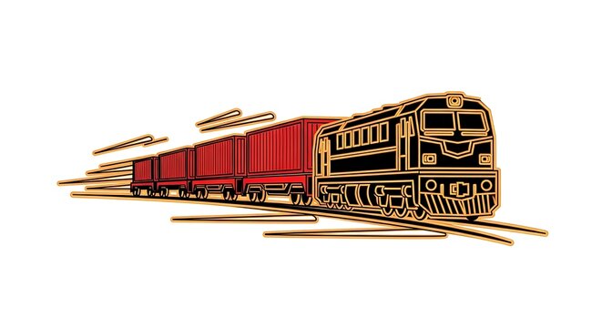 red train speeding on tracks