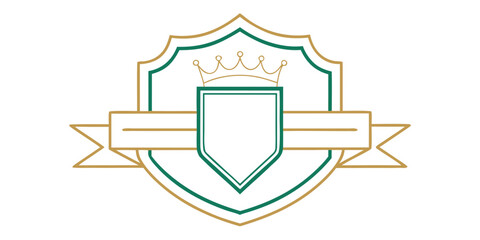 Obraz premium Elegant coat of arms shield with ribbon banner, vector