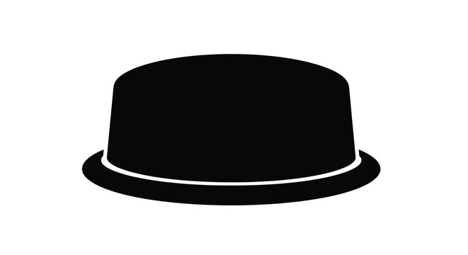 A simple black silhouette depicts a traditional peci or songkok hat commonly worn in southeast asia high quality