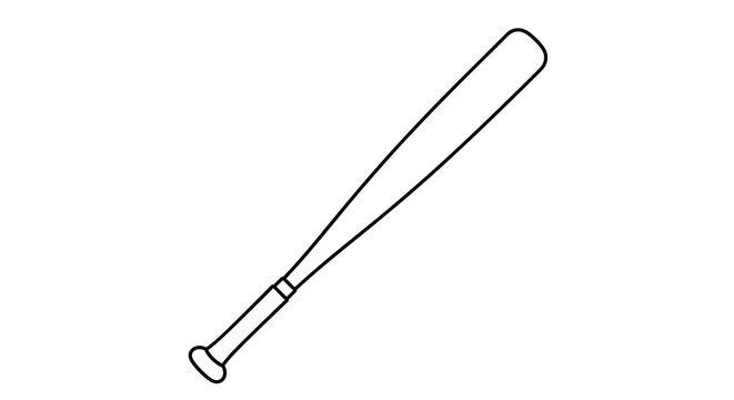A simple black and white line drawing depicts a baseball bat angled diagonally across a white background