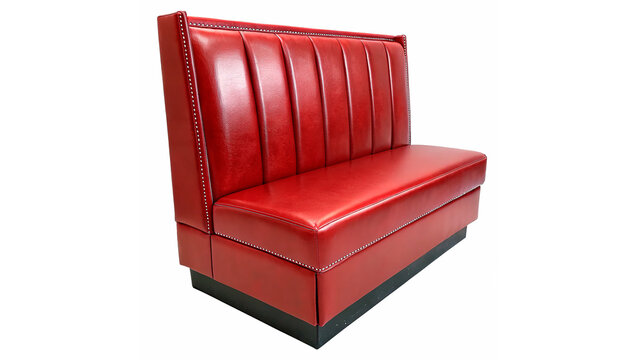 Red booth seating designed for restaurants and cafes isolated on transparent background	
