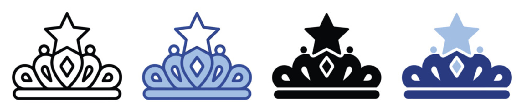 Regal crown icon with a prominent star symbolizing achievement and premium quality for UI UX applications