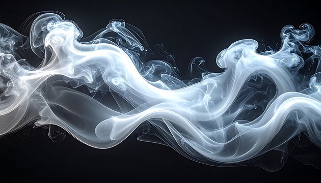 A mesmerizing display of glowing white smoke on a dark background