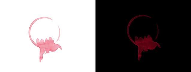 Fototapeta premium Pink Ink Blob Splash with Drip Teardrop Shape on White and Black Background