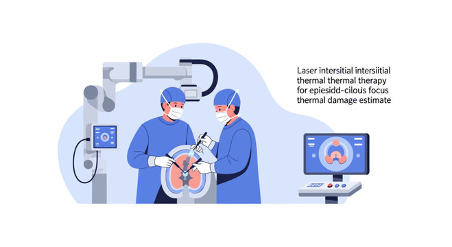 Neurosurgery team performing laser interstitial thermal therapy for brain tumor ablation
