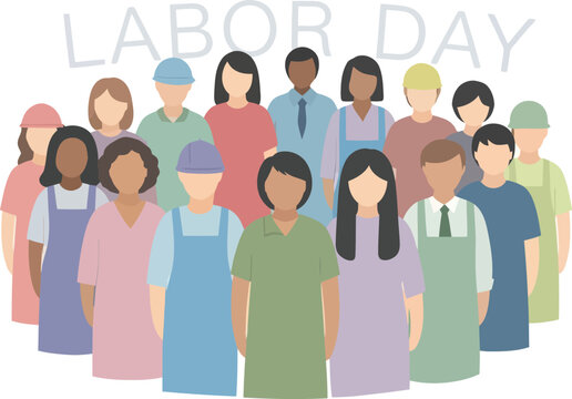 Colorful illustration of a diverse workforce from various industries, united to represent collective effort and societal contribution