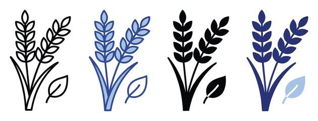 Fototapeta premium Essential graphic emblem featuring ripe grain ears and green leaves for farming food and natural product presentations