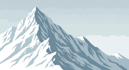 Fototapeta premium Minimalist Vector Illustration of a Majestic Snow-Capped Mountain Peak for Nature and Adventure Backgrounds
