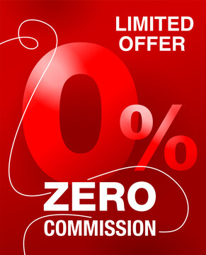 Zero commission and interest free portrait red web banner