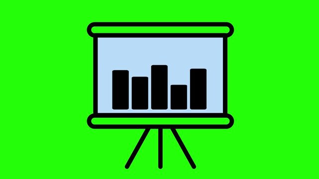 Green screen with presentation board and bar chart