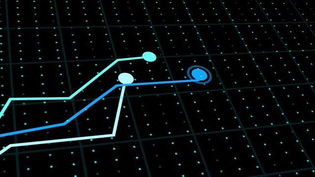 Abstract digital lines glow against a grid