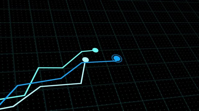 Digital lines pulse across grid against dark background