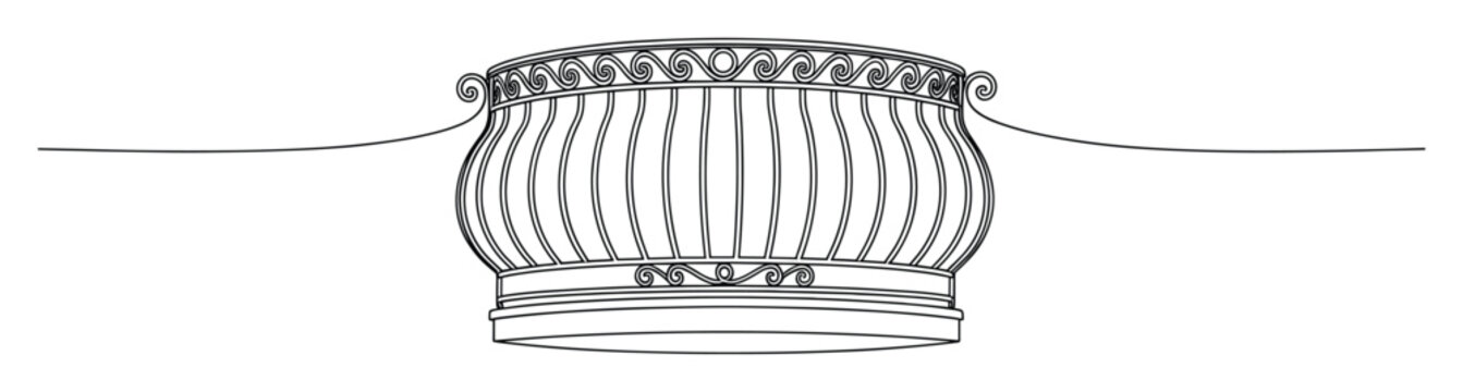 Ornate balustrade segment with intricate curly motifs perfect for historical restoration and decorative borders