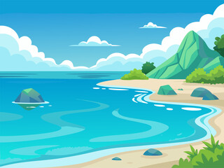 Obraz premium Tropical beach bay with calm turquoise water and shoreline
