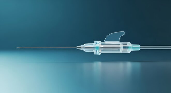 IV cannula 3D render, peripheral vascular access device visualization, sterile intravenous catheter system, hospital IV insertion set design, medical needle catheter equipment model
