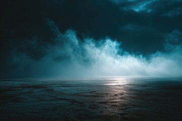 Fototapeta premium Dramatic stormy ocean landscape with moody sky and light