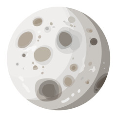 Obraz premium Realistic moon with visible craters and textures, representing space, astronomy, and celestial bodies in detailed flat illustration style.