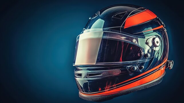 Sleek orange and black racing helmet with clear visor for ultimate protection and style.