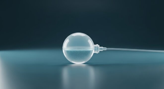 Elastomeric pump 3D render, medical infusion reservoir system visualization, sterile continuous drug delivery device, elastic medical pump infusion system, hospital-grade therapy equipment design