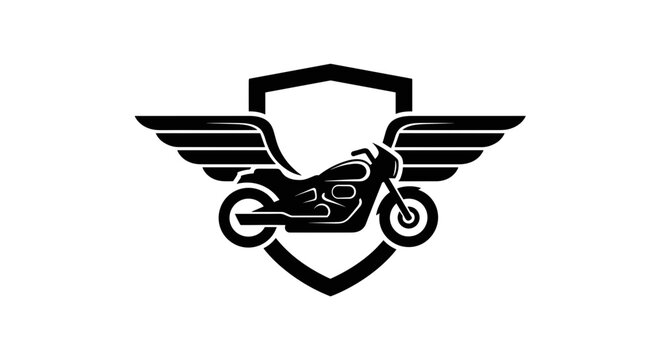 Motorcycle with Wings Logo Design.