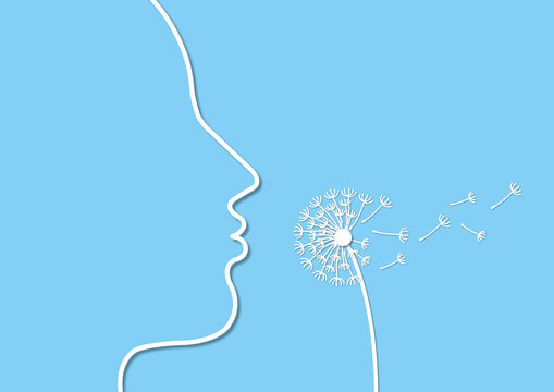 Dandelion allergies, conceptual illustration