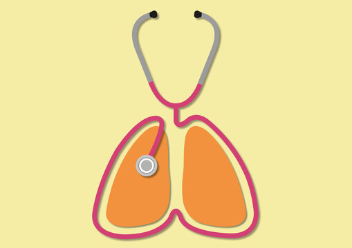 Lung auscultation, conceptual illustration