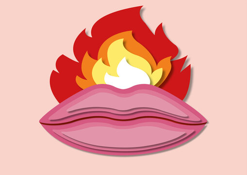 Painful lips, conceptual illustration