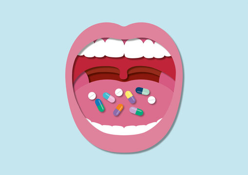 Oral medication, conceptual illustration