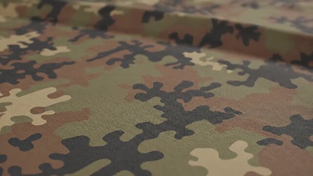 Closeup of Camouflage Fabric Pattern in Earth Tones.