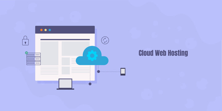 Cloud infrastructure hosts website on secure server, sync files and distribute content across devices using reliable network connection.