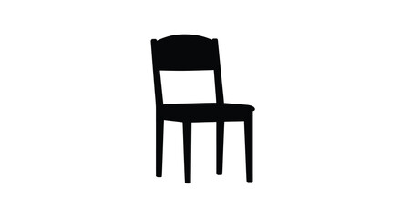 Fototapeta premium A simple black silhouette of a wooden chair against a white background