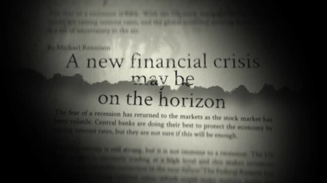 Darkened newspaper headlines announce financial crisis fears