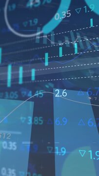 Vertical video: On start HUD animating candles updating rightward, sweeping line, showing market
