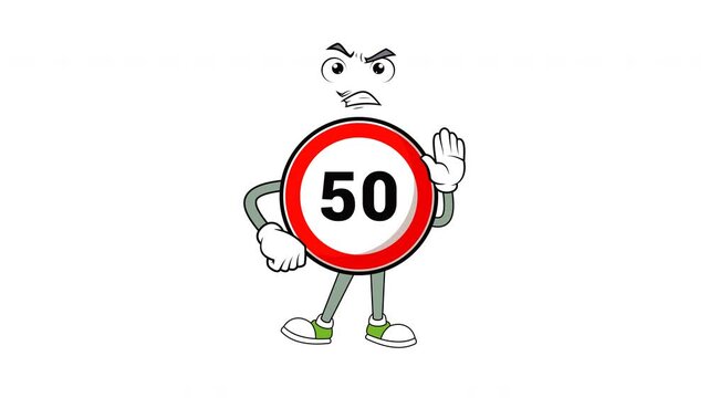 Animated Speed Limit 50 Sign Character for Traffic Safety Campaign
