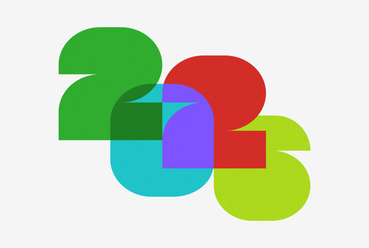 Abstract 2026 Geometric Number Design With Minimalist Overlapping Shapes