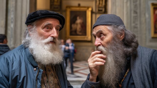 Italy people portrait are masters of pasta and Renaissance art they are talking together