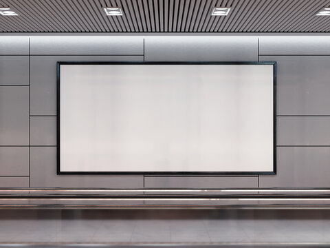 White Blank Large Horizontal Billboard Mockup on a Wall 3D Rendering
