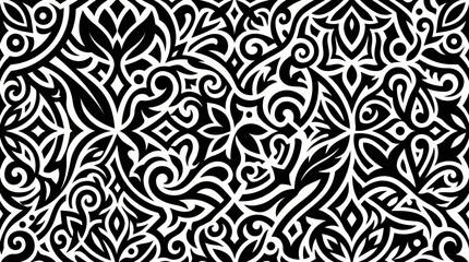 Intricate black and white floral pattern design. © Abhinaya Project