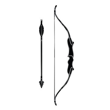 Bow and arrow silhouette set bundle vector illustration isolated on white.