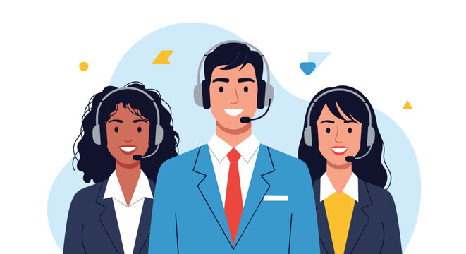 Professional customer service team with diverse agents wearing headsets ready to support clients and resolve issues efficiently.