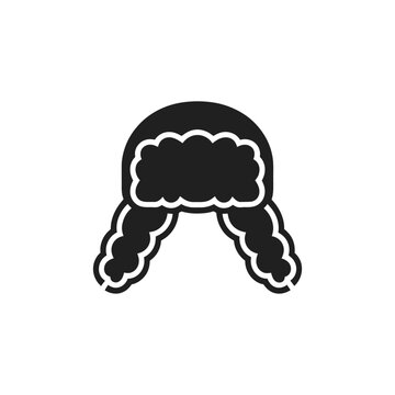 Simple black icon depicting a traditional babushka headscarf with braids