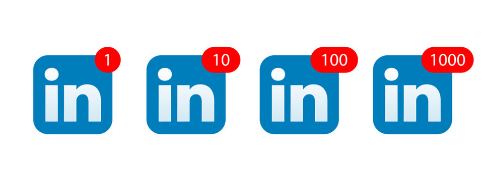 Linkedin notifications. LinkedIn logo. Vector icons.