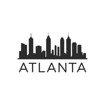 Silhouette of atlanta skyline with the city name displayed below
