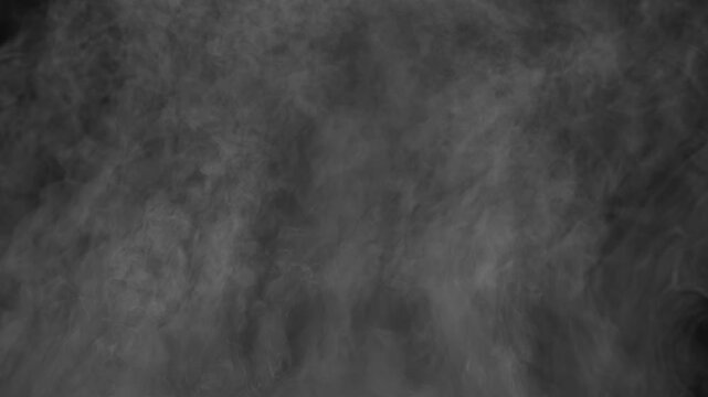 Thick white smoke wall rising slowly on transparent background with alpha channel